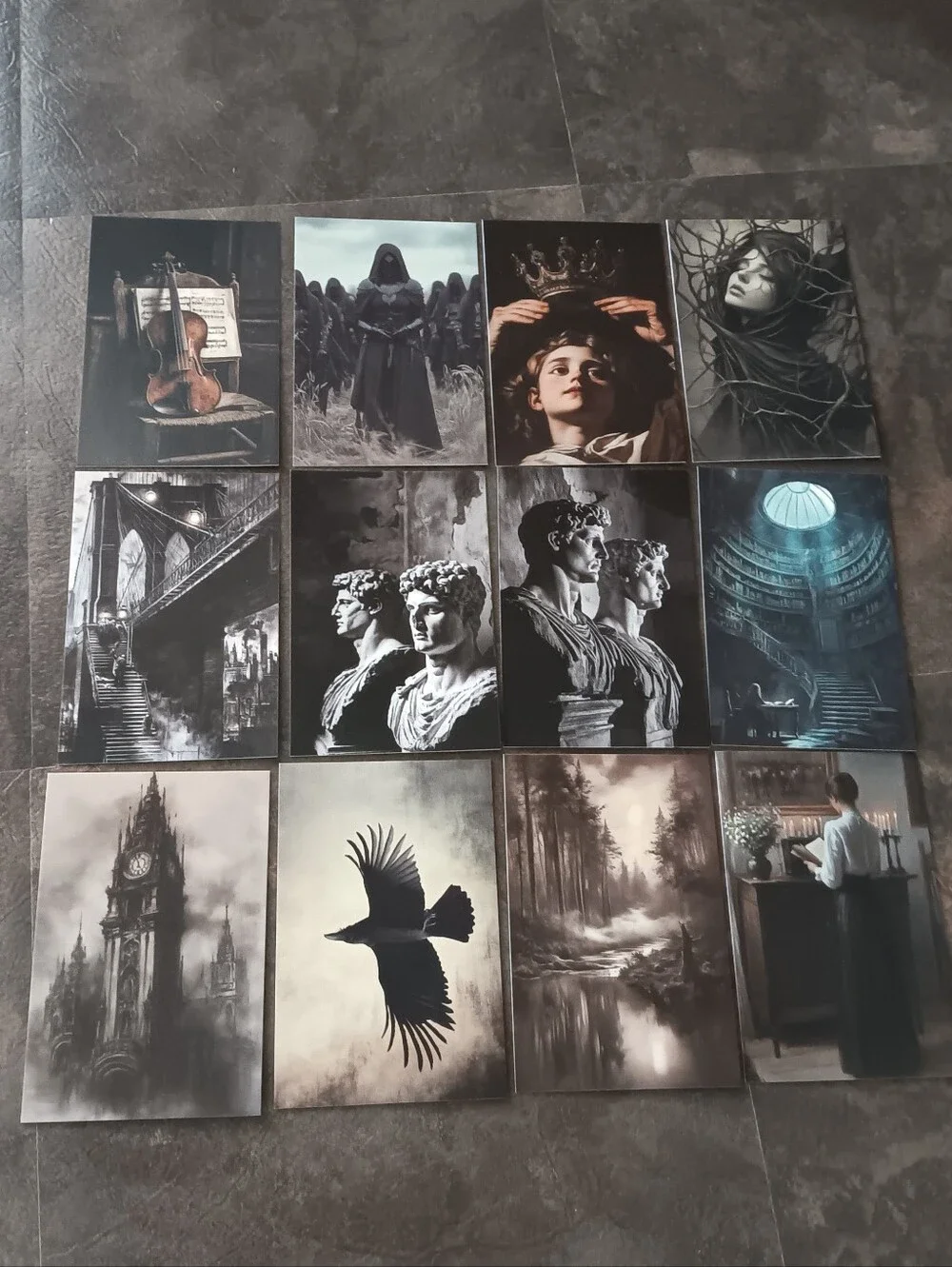 Dark Gothic Postcard Set Of 12, Academia Art Print Correspondence Notes 4x6